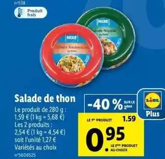 Lidl Salade de thon nixe offre