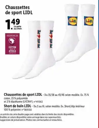 Lidl Chaussettes de sport lidl offre