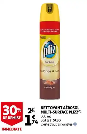 Auchan Pliz nettoyant aérosol multi-surface offre