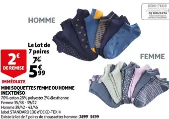 Auchan In extenso mini soquettes femme ou homme offre