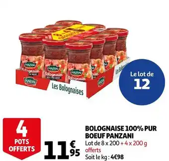 Auchan Panzani bolognaise 100% pur boeuf offre