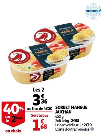 Auchan Auchan sorbet mangue offre