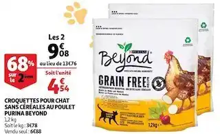 Auchan Purina beyond croquettes pour chat sans céréales au poulet offre