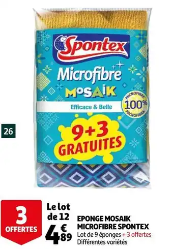 Auchan Spontex eponge mosaik microfibre offre