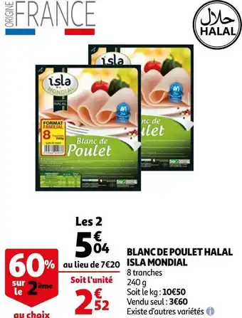 Auchan Isla mondial blanc de poulet halal offre
