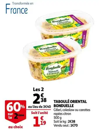 Auchan Bonduelle taboulé oriental offre