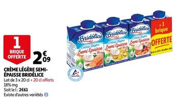 Auchan Bridélice crème légère semi- épaisse offre