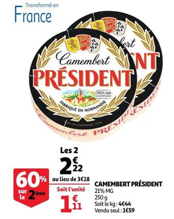 Auchan Président camembert offre