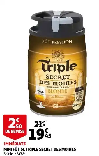 Auchan Secret des moines mini fût 5l triple offre