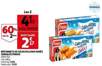 Findus bâtonnets de colin d'alaska panés surgelés
