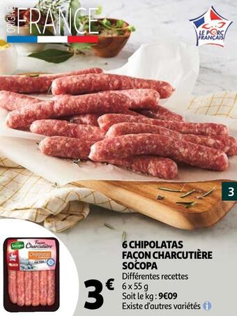 Auchan Socopa 6 chipolatas façon charcutière offre