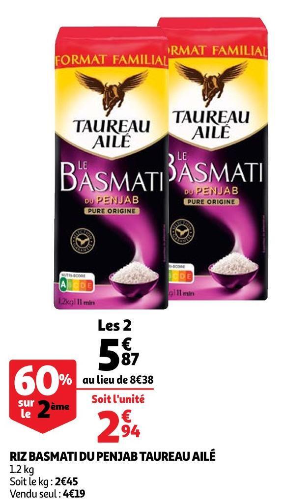 Promo Taureau ailé riz basmati du penjab chez Auchan