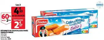 Auchan Findus bâtonnets de colin d'alaska panés surgelés offre