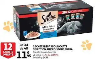 Auchan Sheba sachets repas pour chats sélection aux poissons offre