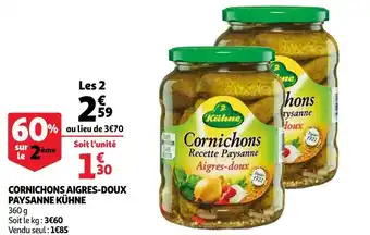 Auchan Kühne cornichons aigres-doux paysanne offre