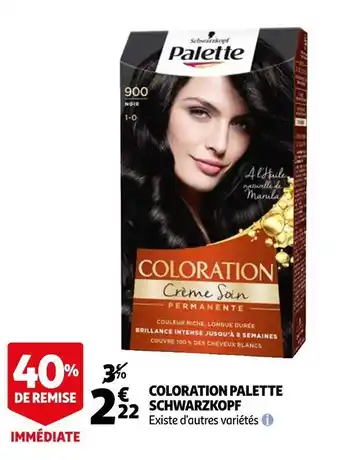 Auchan Schwarzkopf coloration palette offre