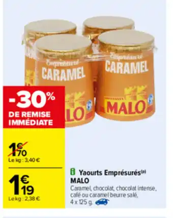 Carrefour Yaourts Emprésurés Malo offre