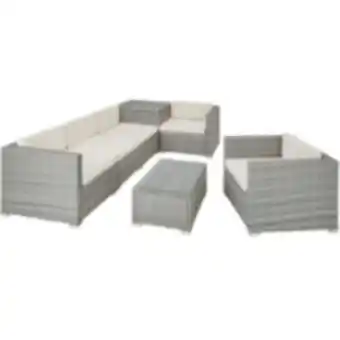 E.Leclerc Brico Tectake canapé de jardin pise 5 places avec coffre de rangement, variante 2 - marron naturel offre