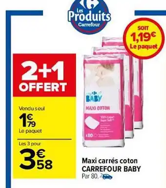 Carrefour Maxi carrés coton carrefour baby offre