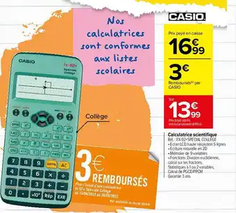 Carrefour Calculatrice scientifique casio offre