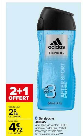 Carrefour Gel douche adidas offre