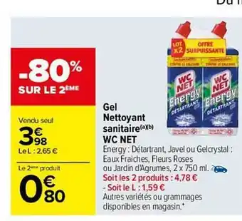 Carrefour Gel nettoyant sanitaire wc net offre
