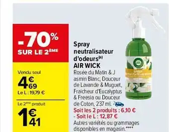 Carrefour Spray neutralisateur d'odeurs air wick offre