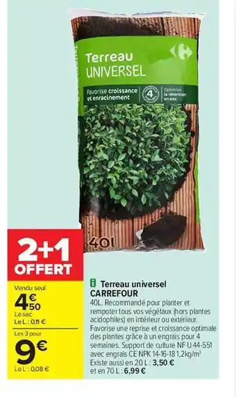 Carrefour Terreau universel carrefour offre