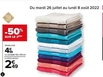 Carrefour Serviette 50 x 90 cm tex offre