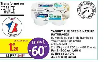 Intermarché Hyper Yaourt pur brebis nature pâturages offre