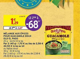 Intermarché Hyper Mélange aux épices pour guacamole doux old el paso offre