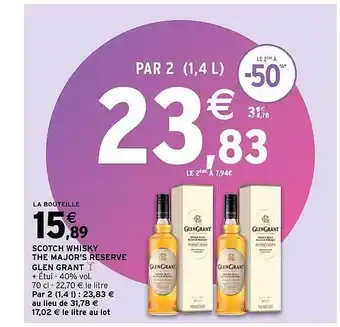Intermarché Hyper Scotch whisky the major's reserve glen grant offre