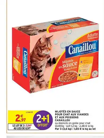 Mijotés en sauce pour chat aux viandes et aux poissons canaillou