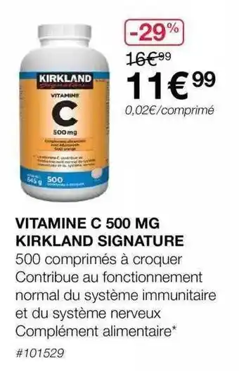Costco Vitamine c 500 mg kirkland signature offre