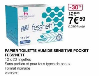 Costco Papier toilette humide sensitive pocket fess'nett offre