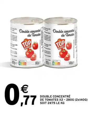 Intermarché Hyper Double concentré de tomates x 2 - 280 g offre