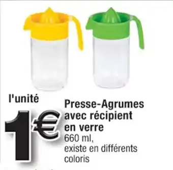 Cora x Carrefour Presse-agrumes avec récipient en verre offre