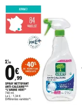 E.Leclerc "L'ARBRE VERT" spray nettoyant anti-calcaire offre