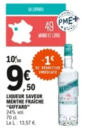 E.Leclerc "GIFFARD" liqueur saveur menthe fraîche offre