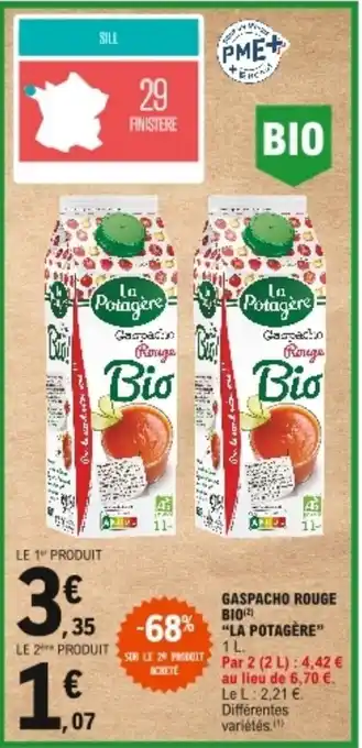 E.Leclerc "LA POTAGÈRE" gaspacho rouge bio offre