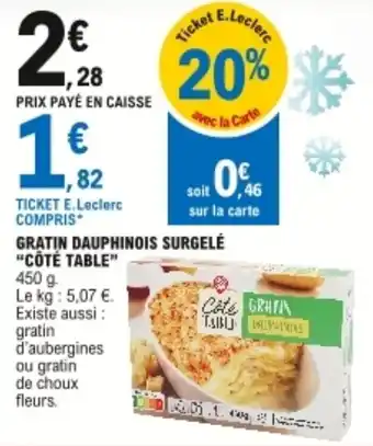E.Leclerc "CÔTÉ TABLE" gratin dauphinois surgelé offre