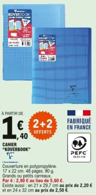 E.Leclerc "KOVERBOOK" cahier offre