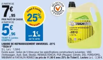 E.Leclerc "TECH 9" liquide de refroidissement universel -25C offre