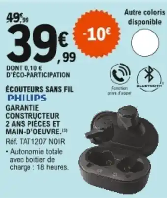 E.Leclerc PHILIPS écouteurs sans fil offre