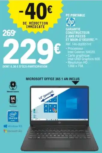 E.Leclerc HP pc portable offre