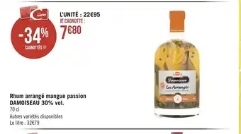Géant Casino Rhum arrangé mangue passion damoiseau 30% vol. offre