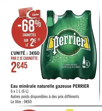 Géant Casino Eau minérale naturelle gazeuse perrier offre