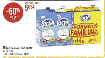 Géant Casino Lait Demi-écrémé lactel offre