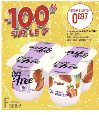 Géant Casino Yaourts Fraise Light & Free offre
