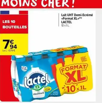 Carrefour Market Lait uht demi-écrémé «format xl» lactel offre